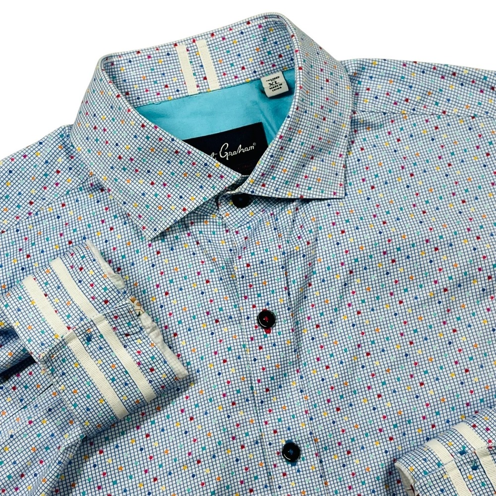 Robert Graham Tailored Fit Flip Cuff Button Down Mens XL Modern Americana